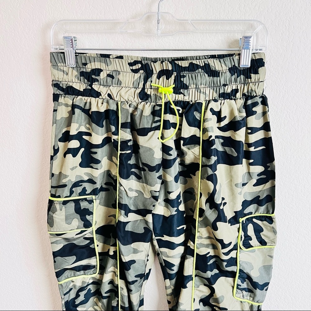 Neon Green & Camouflage Drawstring Joggers - Picture 5 of 16